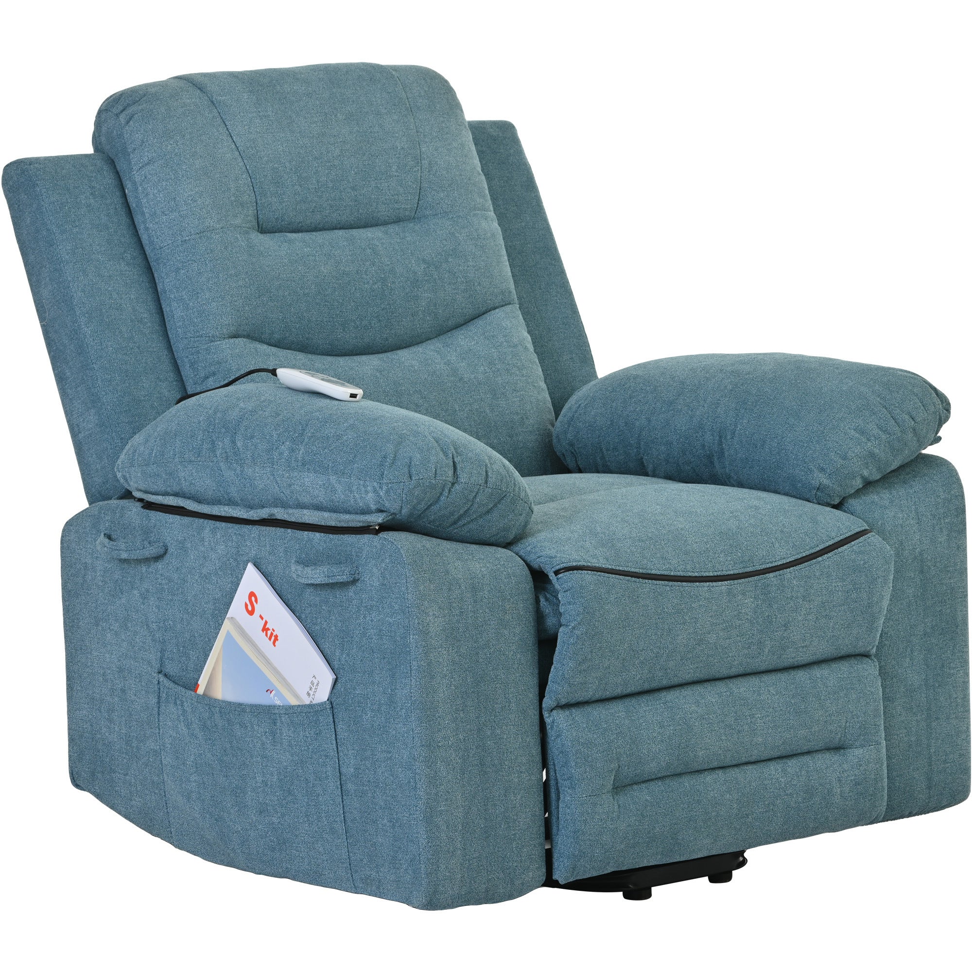 Massage Recliner,Power Lift Chair for Elderly with blue-foam-linen