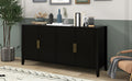 Accent Storage Cabinet Sideboard Wooden Cabinet With Metal Handles For Hallway, Entryway, Living Room Black Solid Wood Mdf