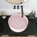 Ceramic Circular Vessel Bathroom Sink Art Sink Pink Ceramic