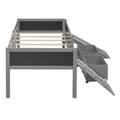 Twin Size Loft Bed Wood Bed With Two Storage Boxes Gray Old Sku: Lp000075Aae Natural Solid Wood