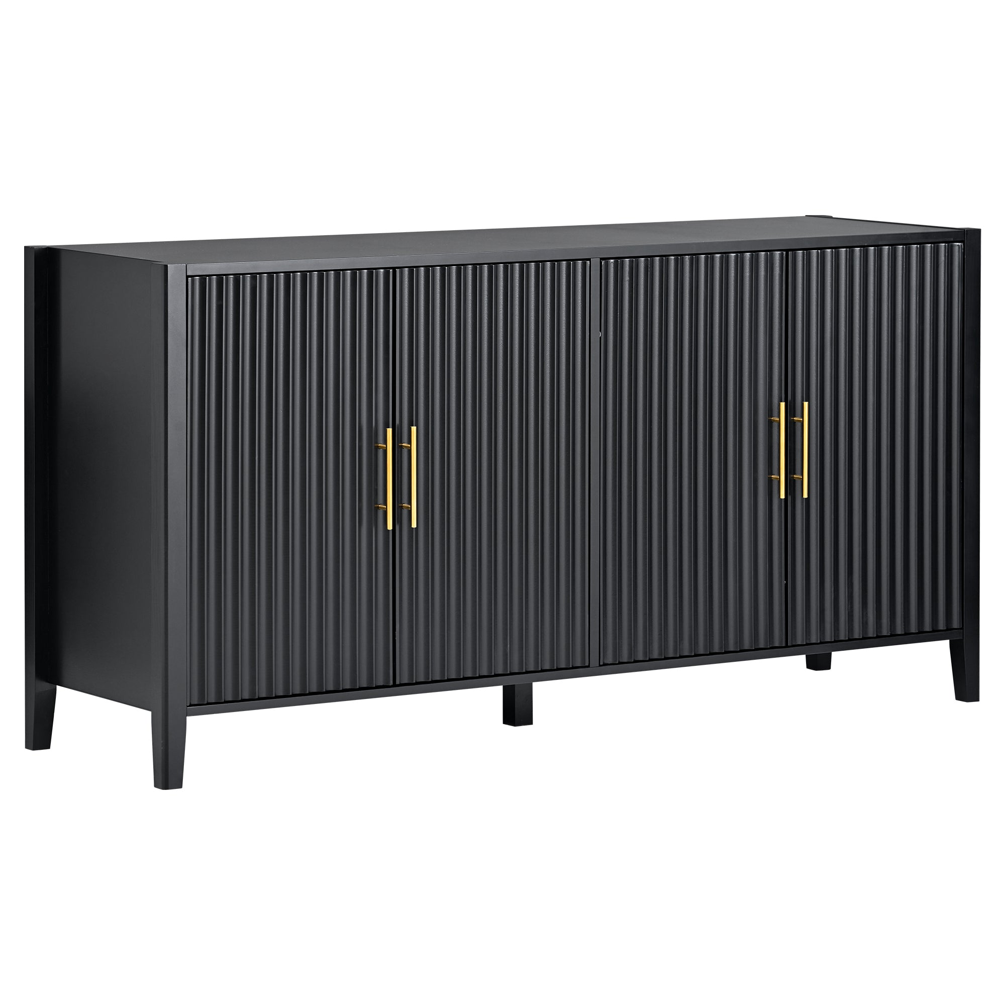 U Style Accent Storage Cabinet Sideboard Wooden black-solid wood+mdf