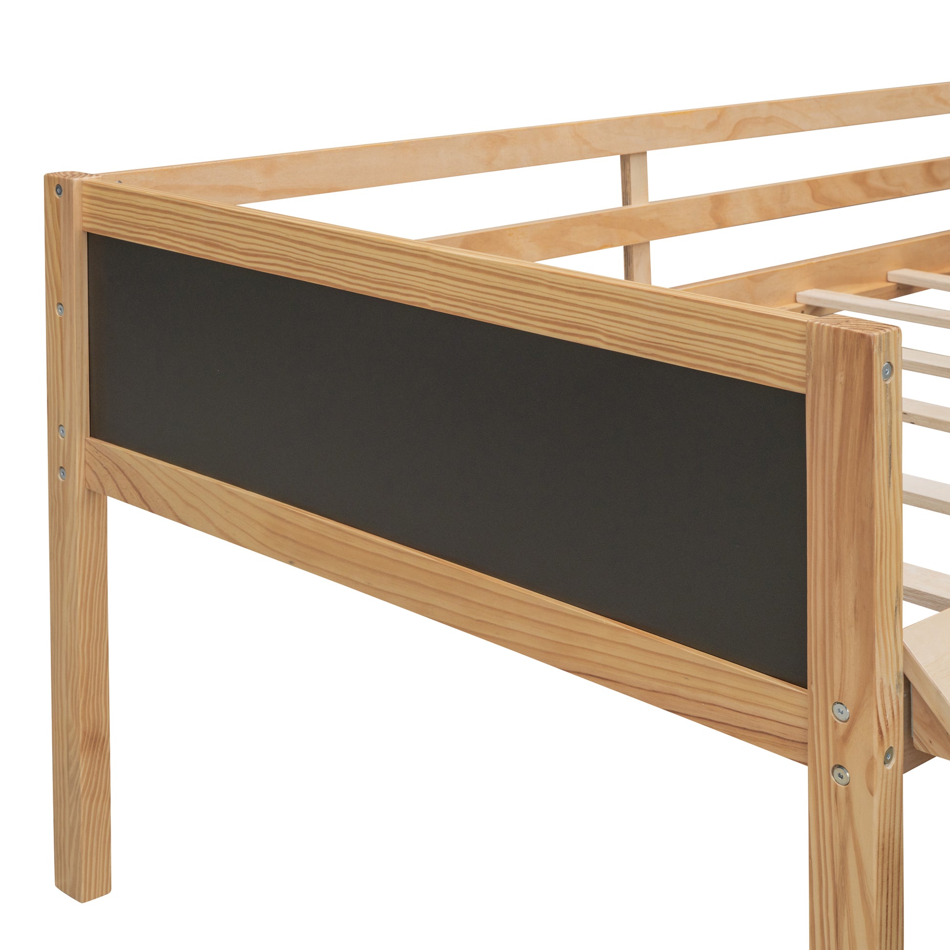Twin Size Loft Bed Wood Bed With Two Storage Boxes Natrual Old Sku: Lp000075Aam Natural Solid Wood