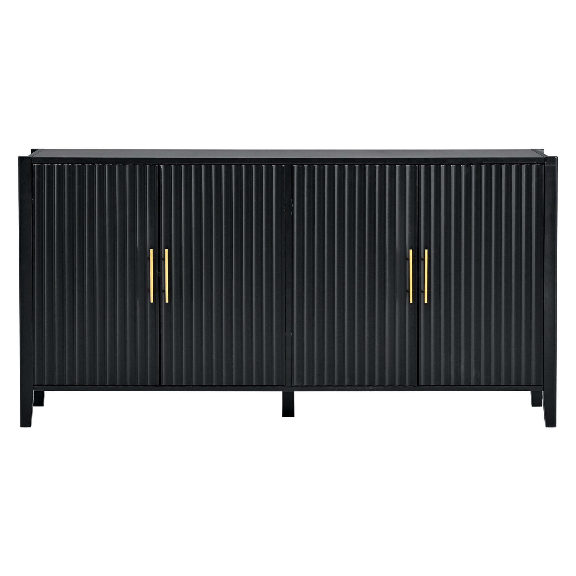 Accent Storage Cabinet Sideboard Wooden Cabinet With Metal Handles For Hallway, Entryway, Living Room Black Solid Wood Mdf