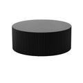 Sleek And Modern Round Coffee Table With Eye Catching Relief Design, Black Matt Black Mdf