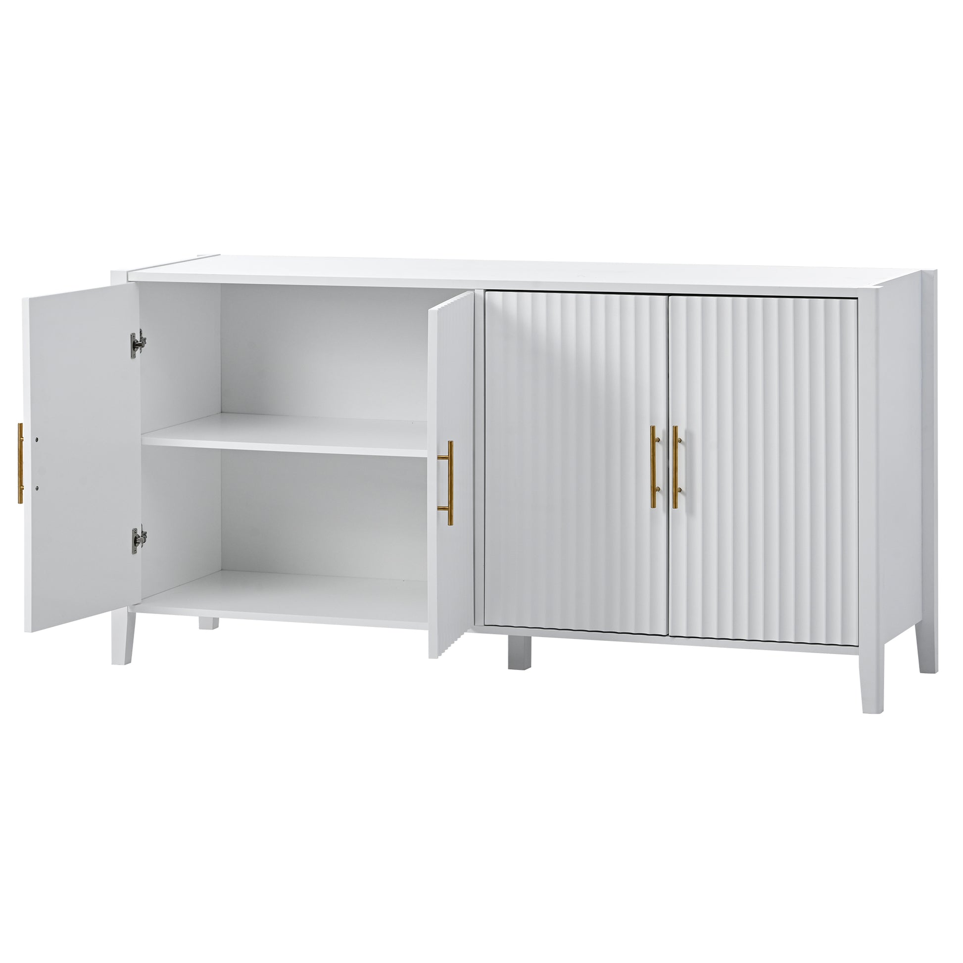 Accent Storage Cabinet Sideboard Wooden Cabinet With Metal Handles For Hallway, Entryway, Living Room White Solid Wood Mdf