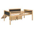 Twin Size Loft Bed Wood Bed With Two Storage Boxes Natrual Old Sku: Lp000075Aam Natural Solid Wood