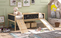 Twin Size Loft Bed Wood Bed With Two Storage Boxes Natrual Old Sku: Lp000075Aam Natural Solid Wood