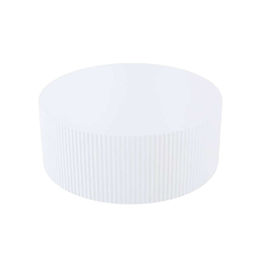 Contemporary Round Coffee Table With Handcrafted Relief, 35.43Inch, Whtie White Minimalist,Modern Mdf