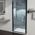 36 In. To 37 3 8 In. X 72 In Semi Frameless Pivot Shower Door In Matte Black With Clear Glass Matte Black Aluminium