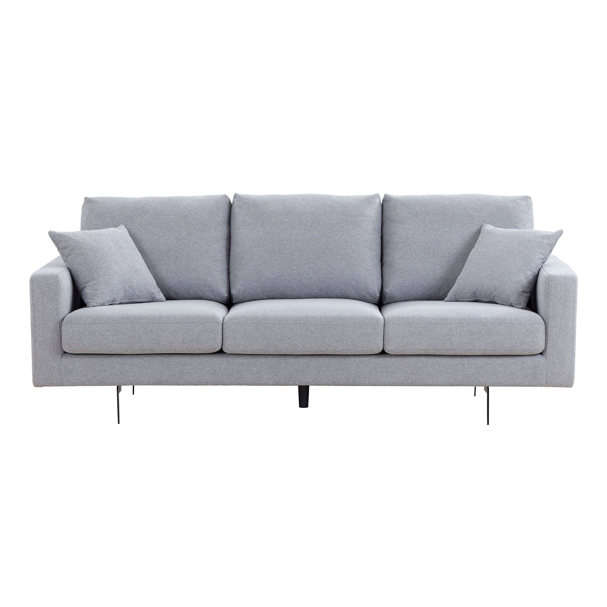 Modern Three Seat Sofa Couch with 2 Pillows,