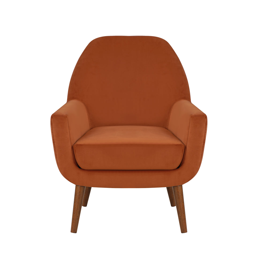 Astrid Mid Century Burnt Orange Velvet Arm Chair Orange Foam Velvet