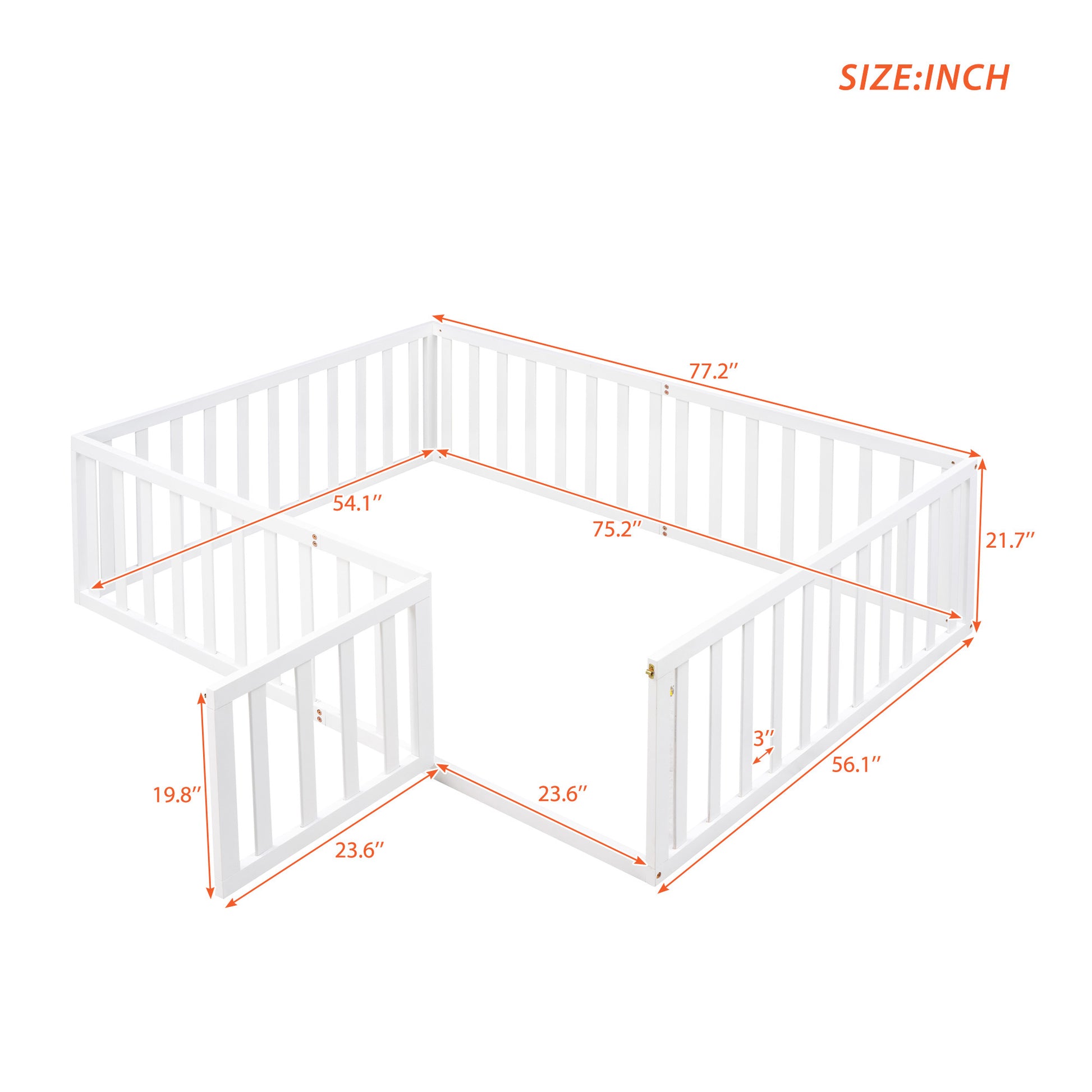 Full Size Wood Daybed Frame With Fence, White Old Sku:Wf289662Aak White Solid Wood