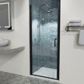 32 In. To 33 3 8 In. X 72 In Semi Frameless Pivot Shower Door In Matte Black With Clear Glass Matt Black Aluminium