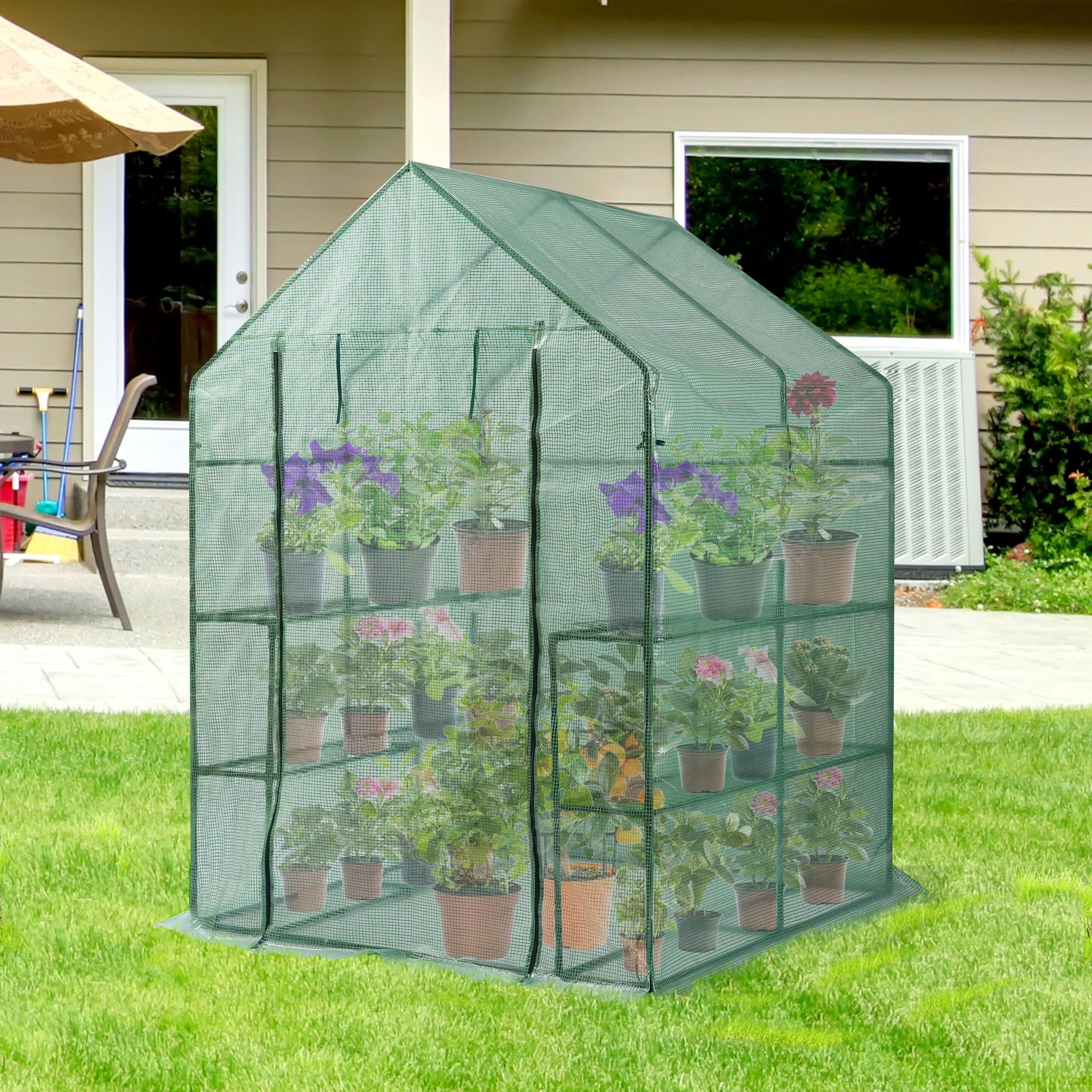 portable plant house Mini Walk In Greenhouse Indoor Outdoor 2 Tier 8 Shelves Portable Plant