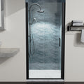 36 In. To 37 3 8 In. X 72 In Semi Frameless Pivot Shower Door In Matte Black With Clear Glass Matte Black Aluminium