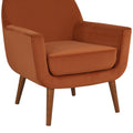 Astrid Mid Century Burnt Orange Velvet Arm Chair Orange Foam Velvet