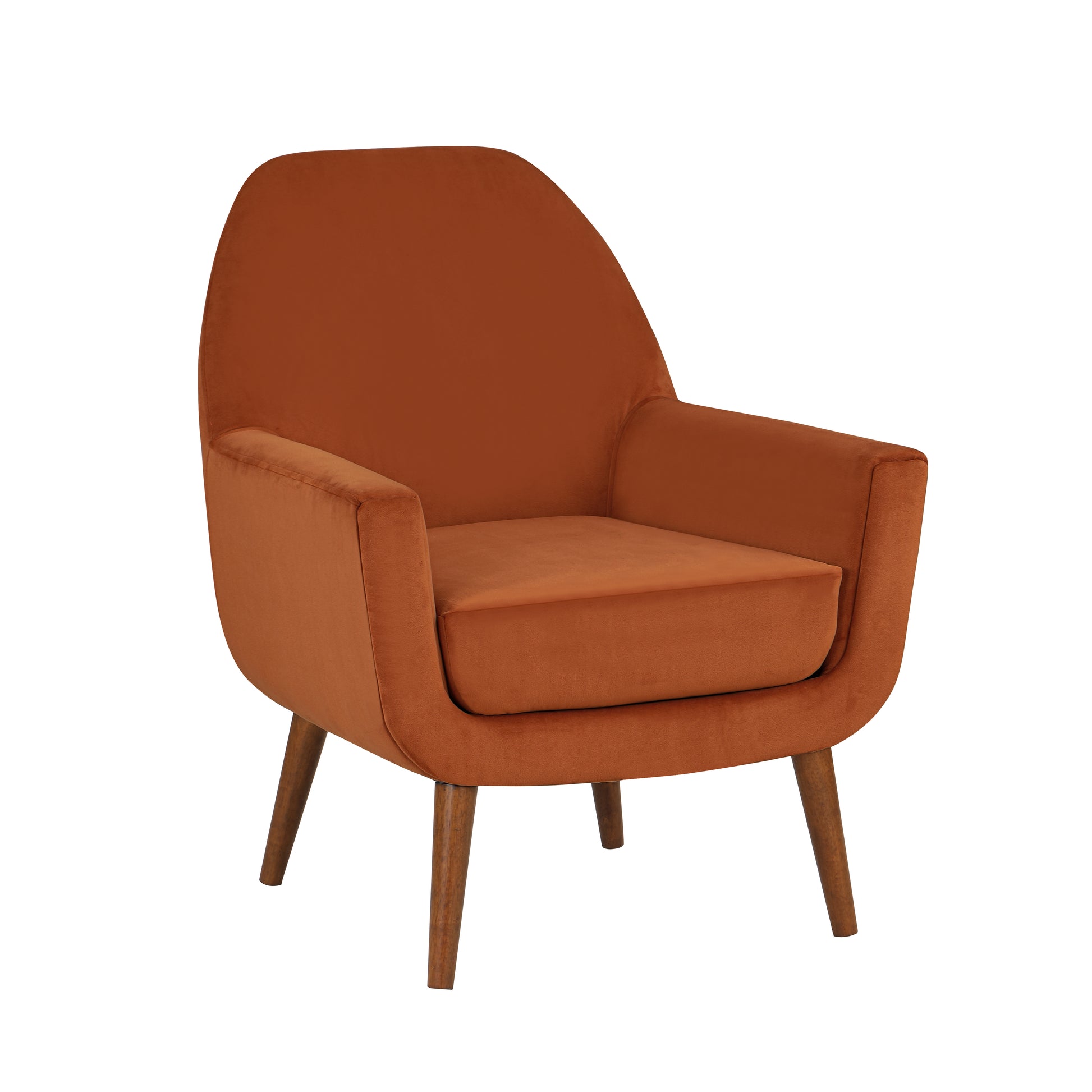 Astrid Mid Century Burnt Orange Velvet Arm Chair Orange Foam Velvet