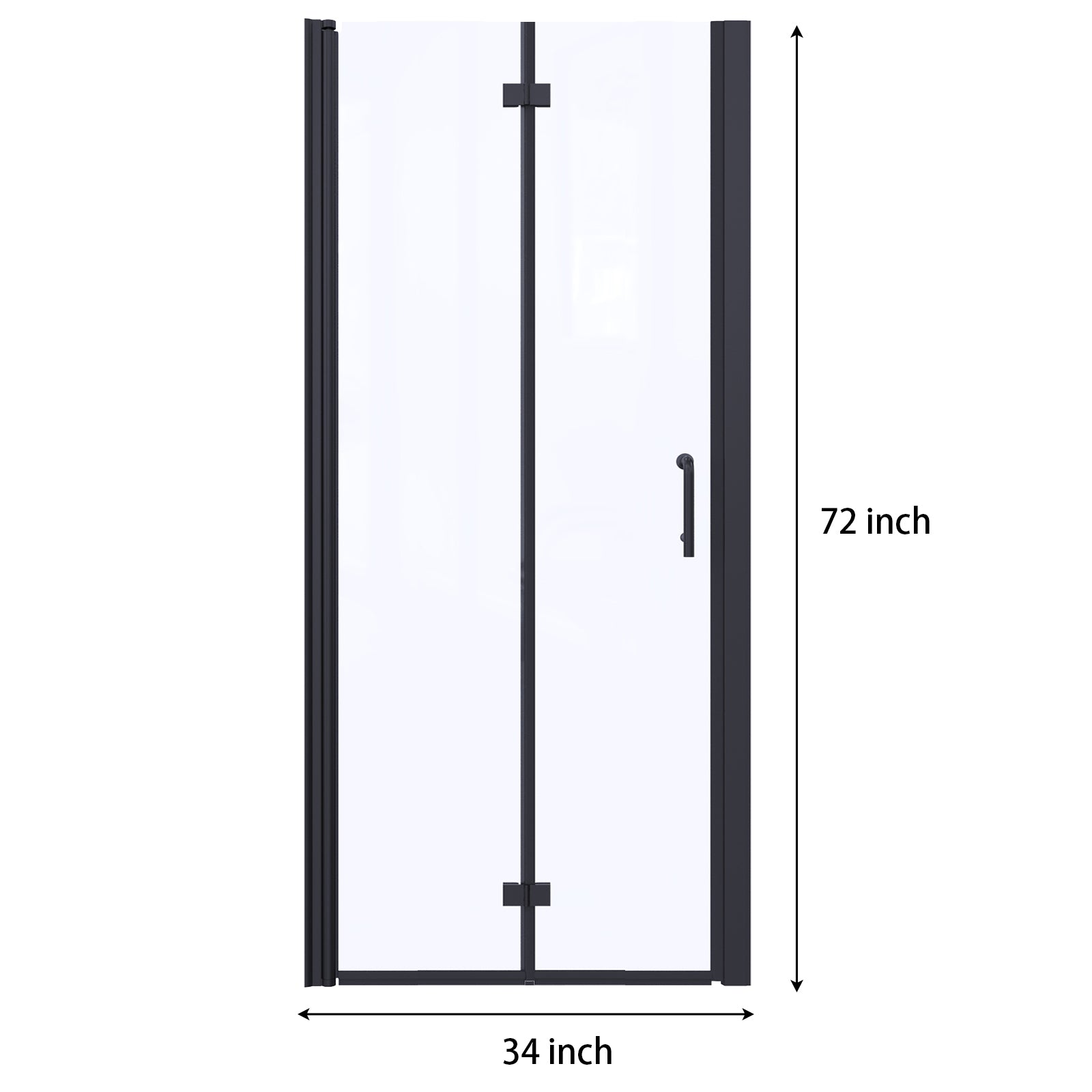 34 to 35 3 8 in. W x 72 in. H Bi Fold Semi Frameless matte black-aluminium