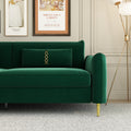 Fx P19 Rg Sofa 85.8Inch Velvet Sofa Couch Luxury Modern Upholstered Sofa With 2 Pillows For Livingroom Retro Green Velvet 2 Seat