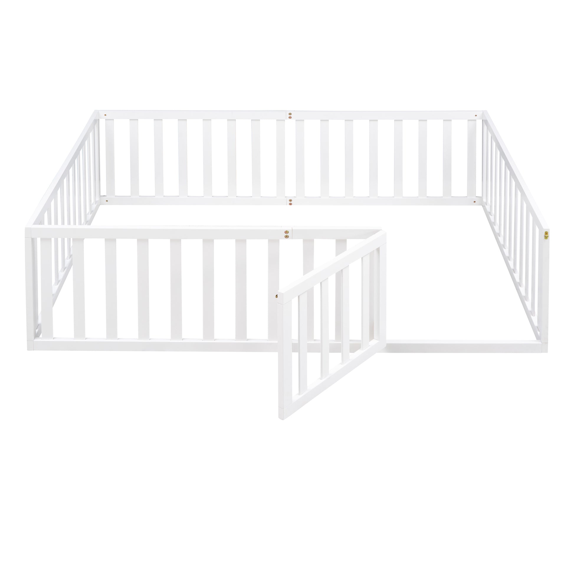 Full Size Wood Daybed Frame With Fence, White Old Sku:Wf289662Aak White Solid Wood