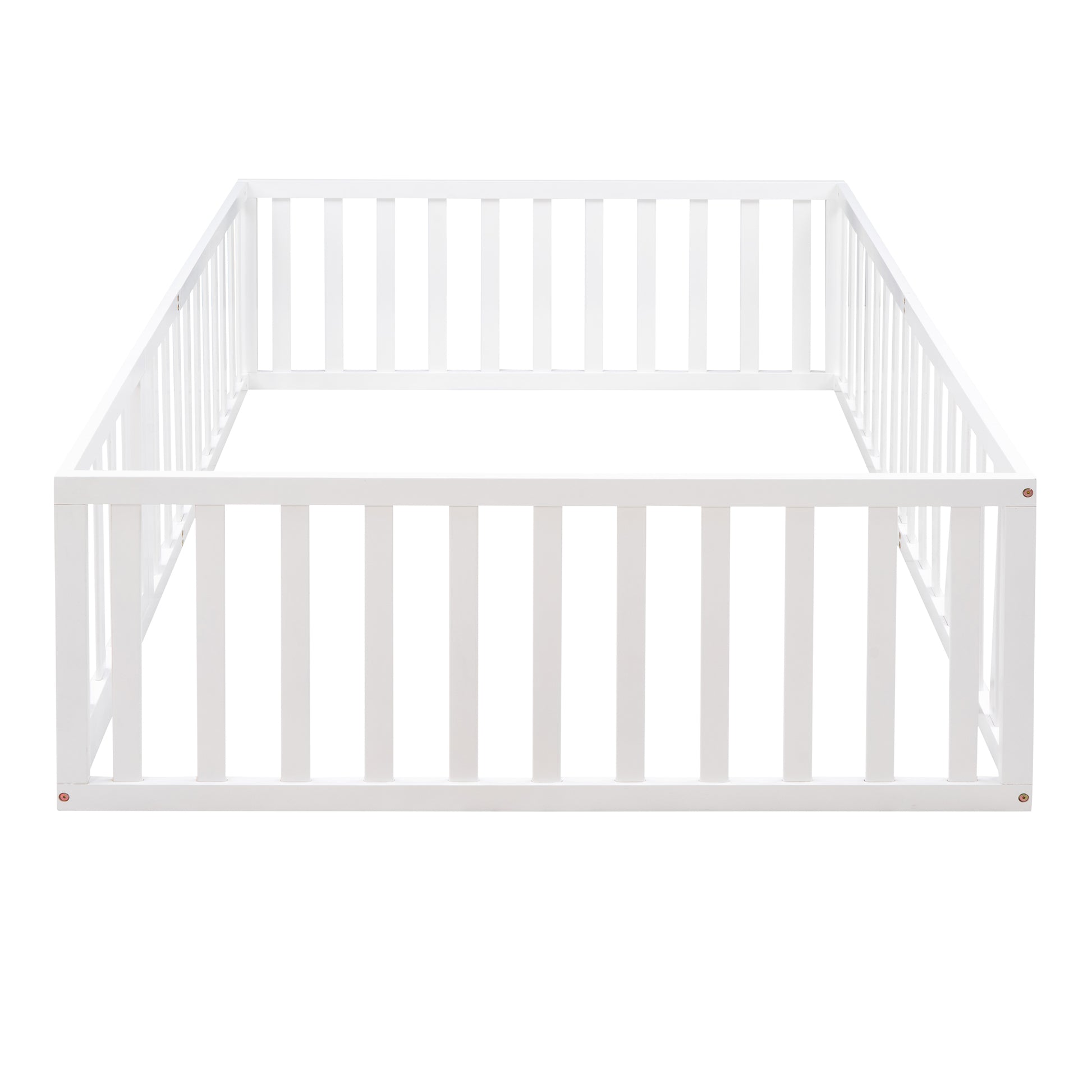 Full Size Wood Daybed Frame With Fence, White Old Sku:Wf289662Aak White Solid Wood