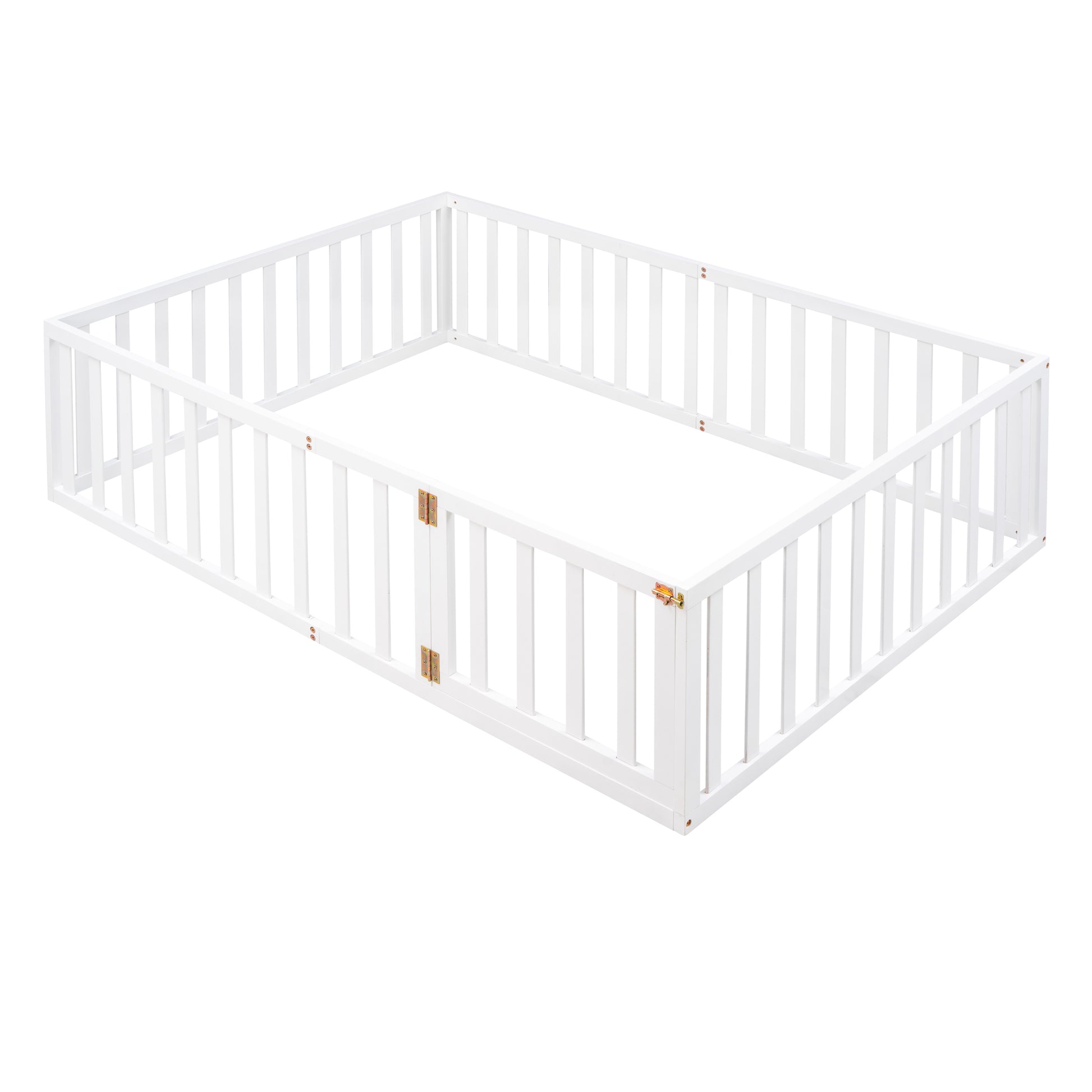 Full Size Wood Daybed Frame With Fence, White Old Sku:Wf289662Aak White Solid Wood