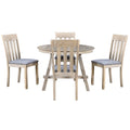 5 Piece Wood Dining Table Set Round Extendable Dining Table With 4 Dining Chairs, Dining Room Table Set For 4 Person For Dining Room Natural Wood Wash Natural Wood Wash Solid Wood