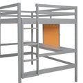 Full Size Loft Bed With Desk And Writing Board, Wooden Loft Bed With Desk & 2 Drawers Cabinet Gray Gray Solid Wood