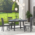 5 Piece Wood Dining Table Set Round Extendable Dining Table With 4 Dining Chairs, Dining Room Table Set For 4 Person For Dining Room Gray Gray Solid Wood