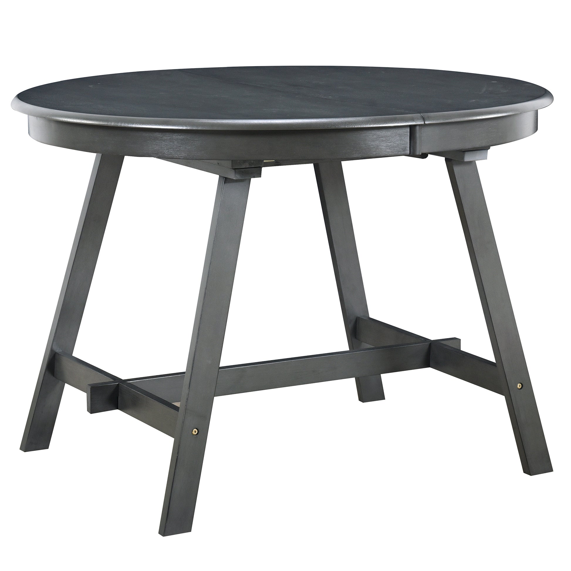 Wood Dining Table Round Extendable Dining Table For Dining Room Gray Gray Solid Wood