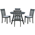 5 Piece Wood Dining Table Set Round Extendable Dining Table With 4 Dining Chairs, Dining Room Table Set For 4 Person For Dining Room Gray Gray Solid Wood