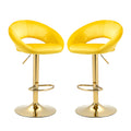 Yellow Velvet Adjustable Modern Dining Chairs,Counter Height Bar Chair,Swivel Bar Stools Set Of 2 Yellow Kitchen Modern Foam Velvet