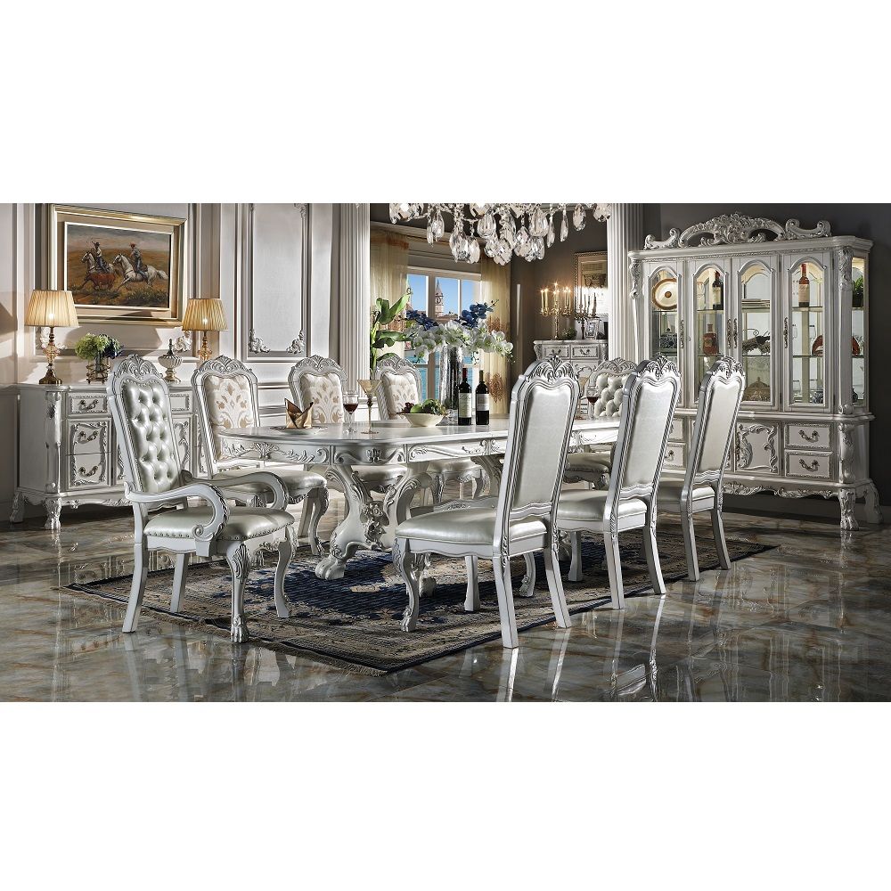 Dresden Side Chair Set 2 In Pu & Bone White Finish Dn01696 White Pu