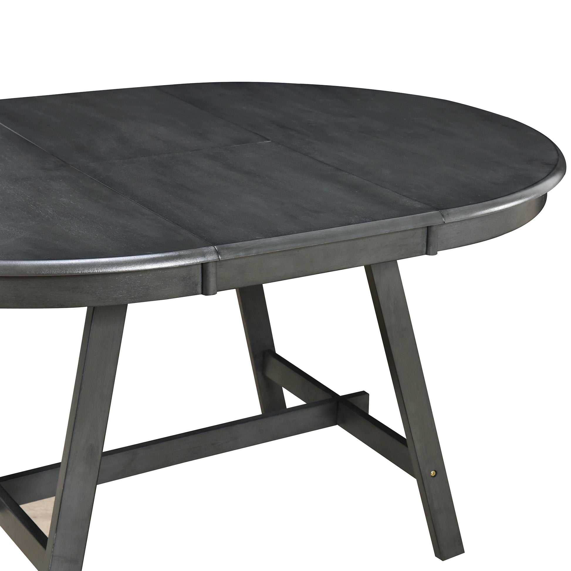 Wood Dining Table Round Extendable Dining Table For Dining Room Gray Gray Solid Wood