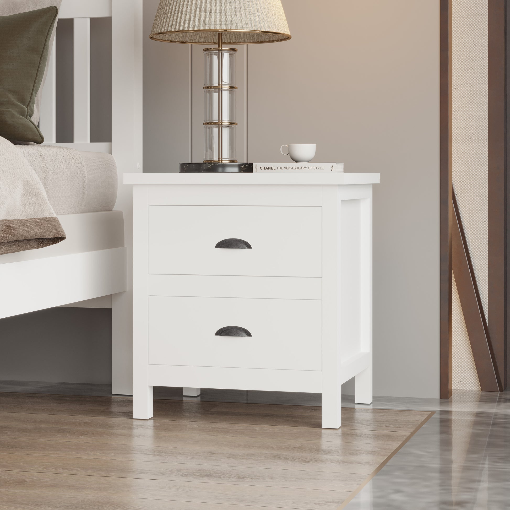 Versatile Solid Wood White Night Stand, Bedside Table, End Table, Desk With Drawers For Living Room, Bedroom White Solid Wood