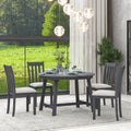 5 Piece Wood Dining Table Set Round Extendable Dining Table With 4 Dining Chairs, Dining Room Table Set For 4 Person For Dining Room Gray Gray Solid Wood