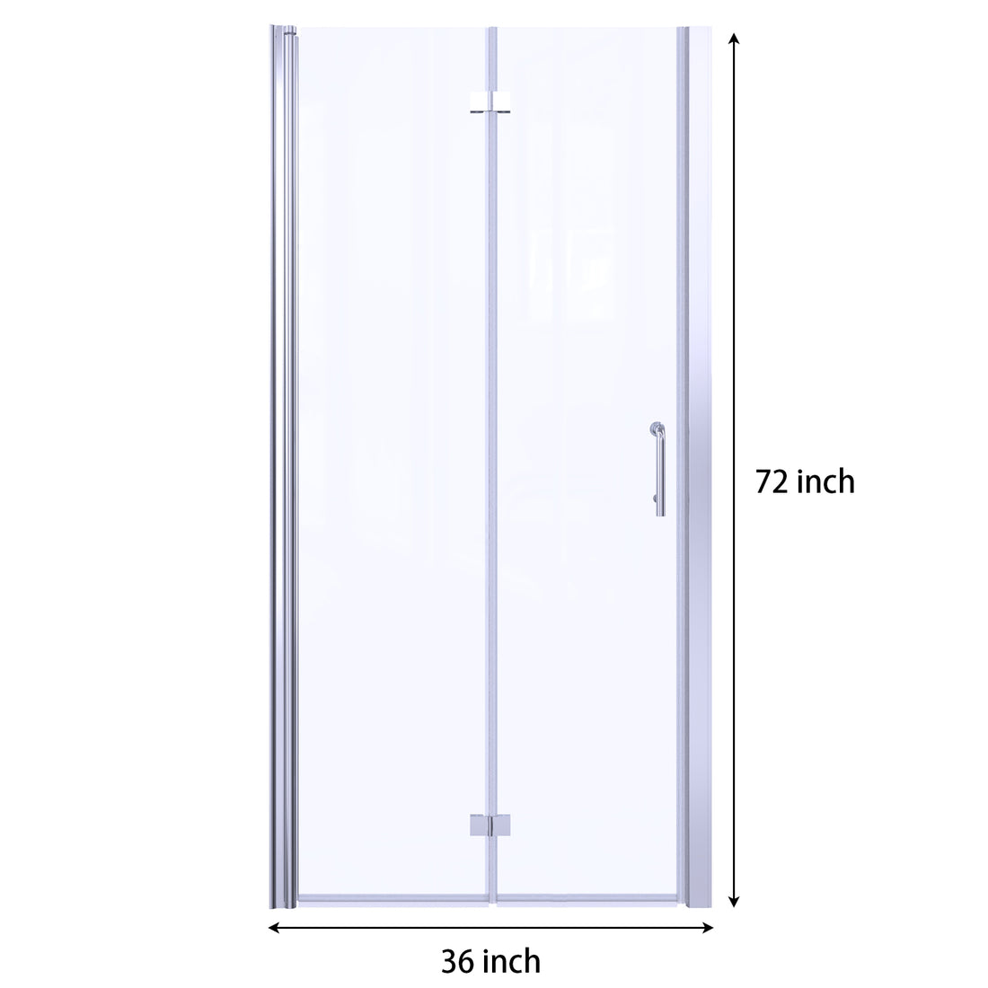 36 To 37 3 8 In. W X 72 In. H Bi Fold Semi Frameless Shower Doors In Chrome With Clear Glass Matte Black Aluminium