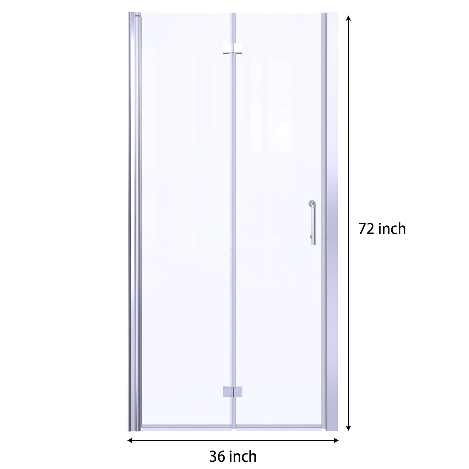 36 to 37 3 8 in. W x 72 in. H Bi Fold Semi Frameless matte black-aluminium