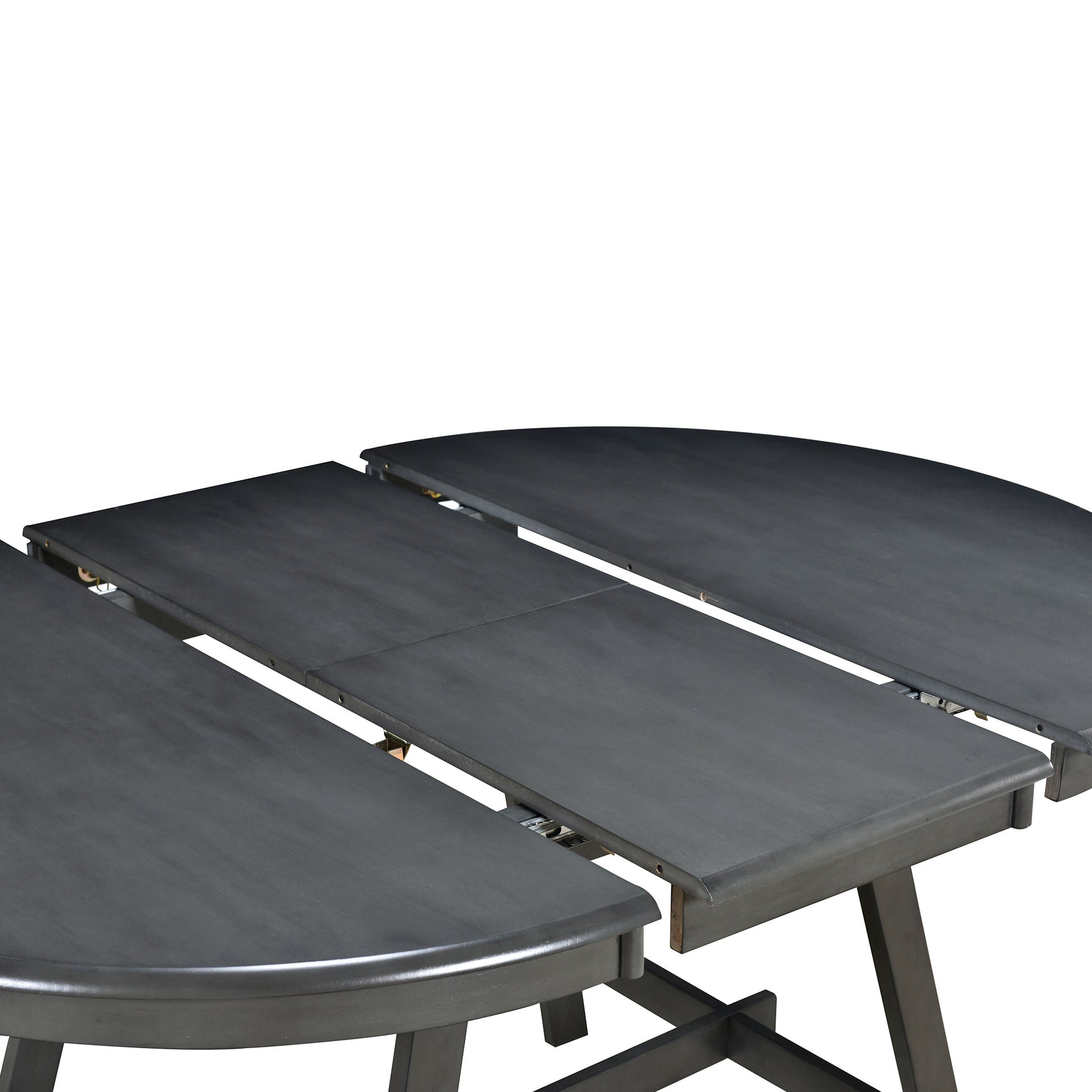 Wood Dining Table Round Extendable Dining Table For Dining Room Gray Gray Solid Wood
