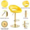 Yellow Velvet Adjustable Modern Dining Chairs,Counter Height Bar Chair,Swivel Bar Stools Set Of 2 Yellow Kitchen Modern Foam Velvet