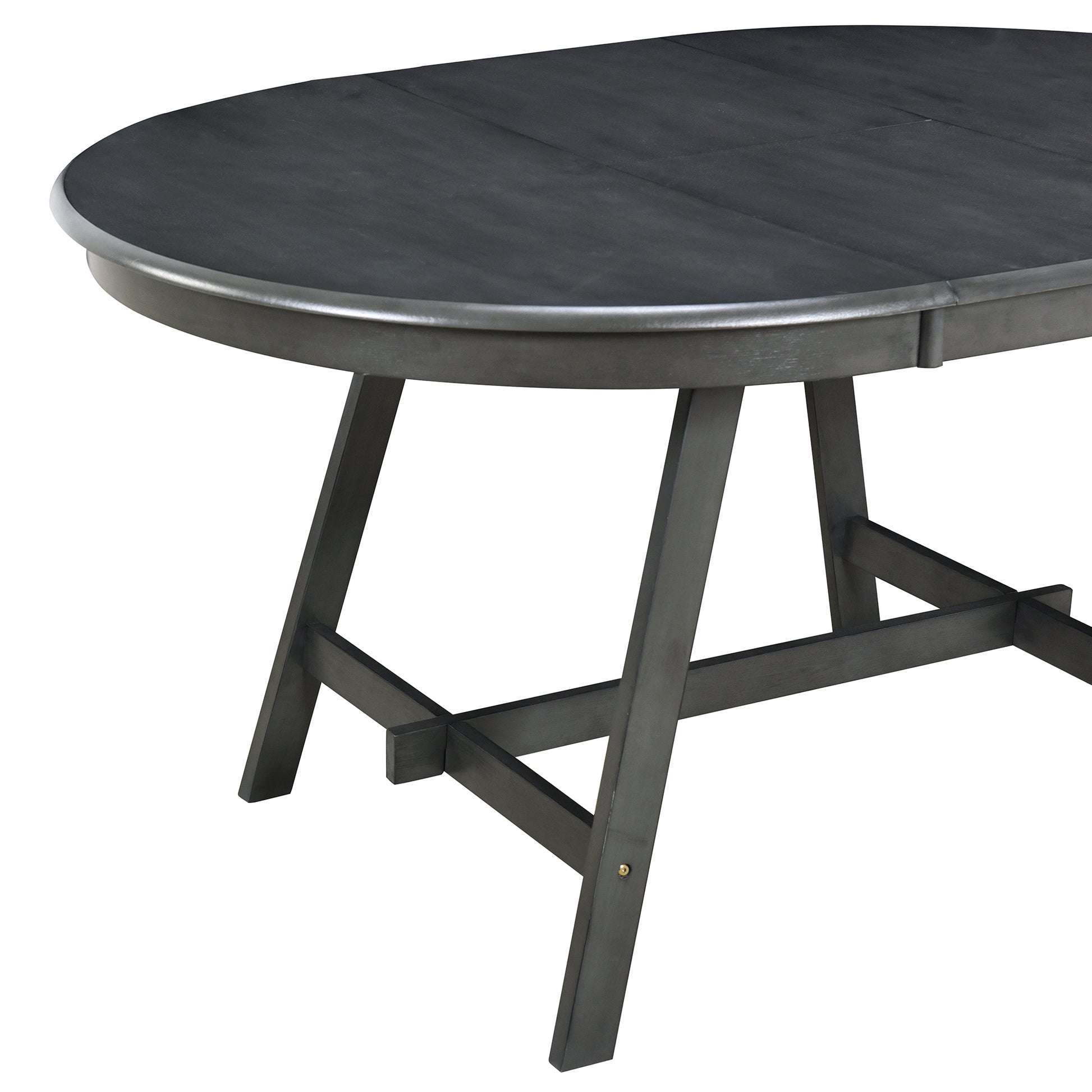 Wood Dining Table Round Extendable Dining Table For Dining Room Gray Gray Solid Wood