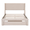 Full Size Storage Bed Velvet Upholstered Platform Bed With A Big Drawer Beige Beige Velvet
