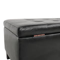 Storage Ottoman With Wooden Legs, Faux Leather Ottoman With Storage For Living Room, Bedroom & Hallway, Ottoman Foot Rest, 38.4