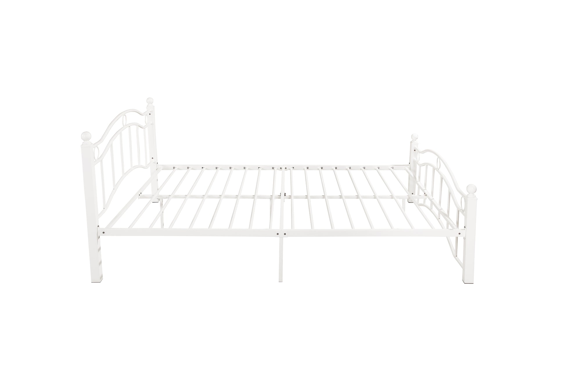 Queen Size Metal Bed Frame With Headboard And Footboard White White Metal