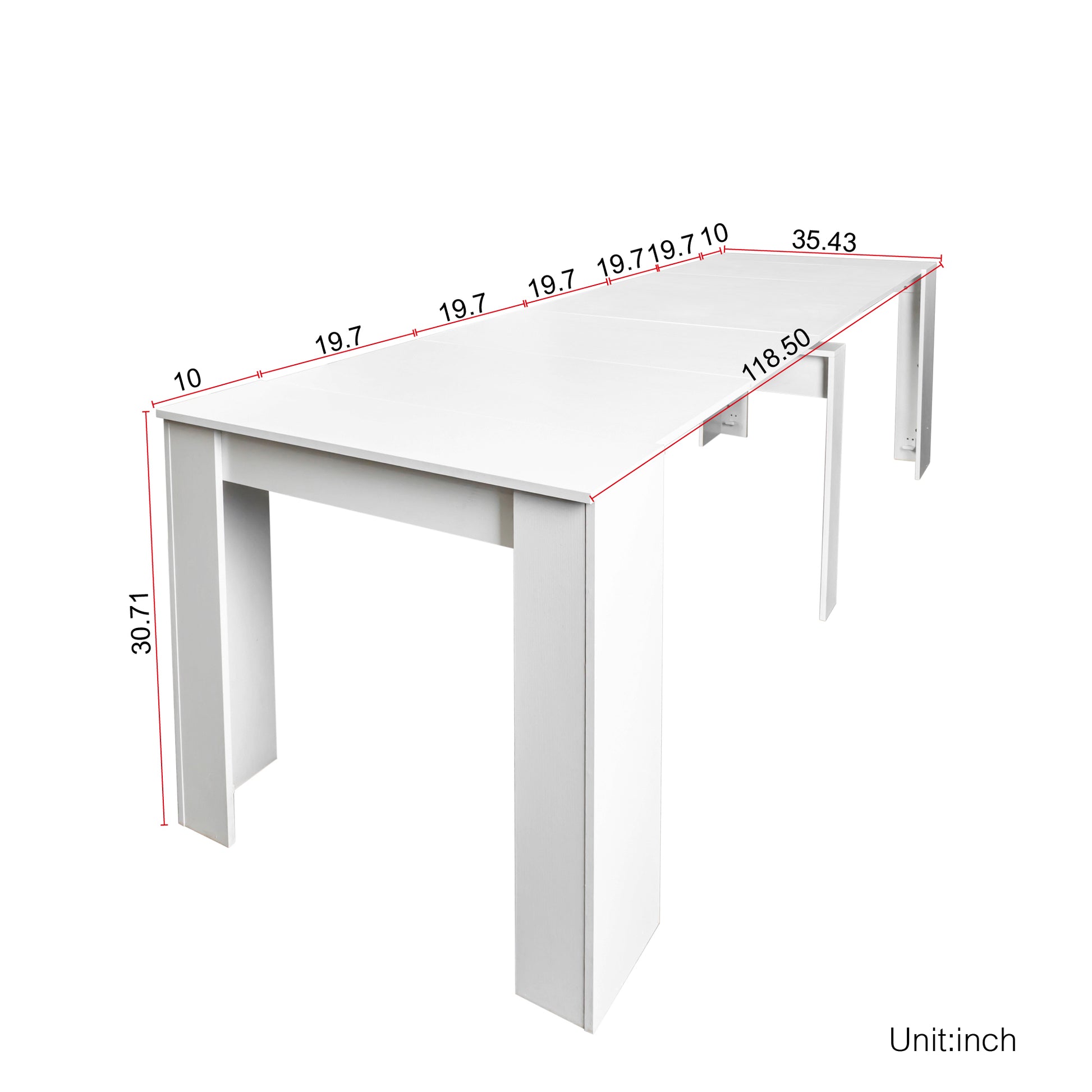 Multifunctional Extendable Console Table White Mdf