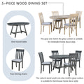 5 Piece Wood Dining Table Set Round Extendable Dining Table With 4 Dining Chairs, Dining Room Table Set For 4 Person For Dining Room Gray Gray Solid Wood