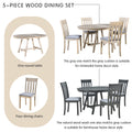 5 Piece Wood Dining Table Set Round Extendable Dining Table With 4 Dining Chairs, Dining Room Table Set For 4 Person For Dining Room Natural Wood Wash Natural Wood Wash Solid Wood