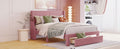 Queen Size Storage Bed Velvet Upholstered Platform Bed With A Big Drawer Pink Pink Velvet