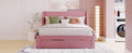 Queen Size Storage Bed Velvet Upholstered Platform Bed With A Big Drawer Pink Pink Velvet