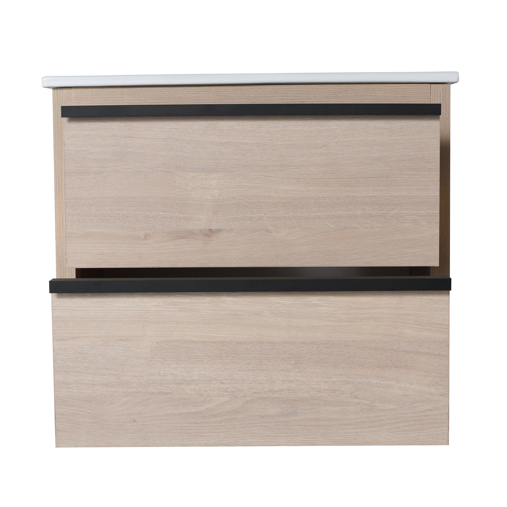 24" Bathroom Vanity with 2 Soft Close drawers, White 2-plain light oak-bathroom-wall